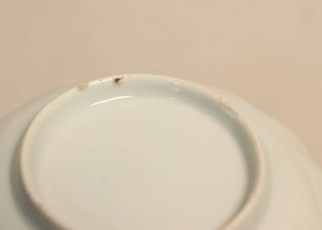 江戸幕末染付柳に牡丹図通り物小皿