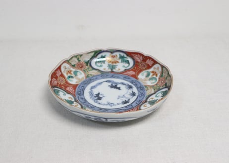 明治前期大聖寺焼色絵花図5寸皿①