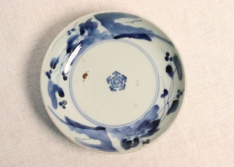 江戸中期くらわんか染付二方に草花図なます皿
