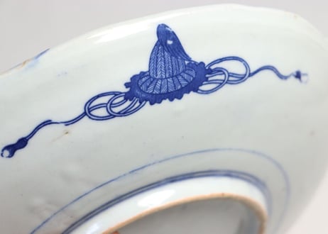 明治後期～大正銅判武者図9寸皿 山仁製 窯傷