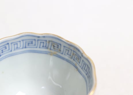 江戸幕末赤絵金彩秋海棠図通り物小向付