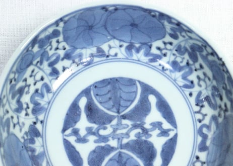 江戸中期染付花に唐草図なます皿
