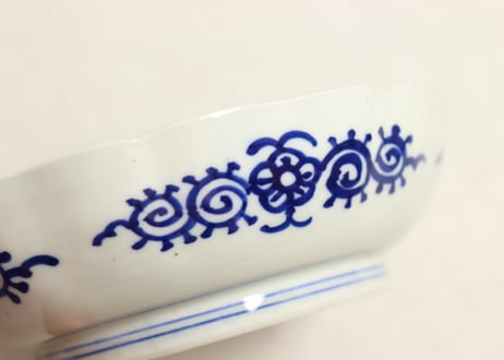 明治前期染付麒麟と牡丹図なます皿②高台ホツ