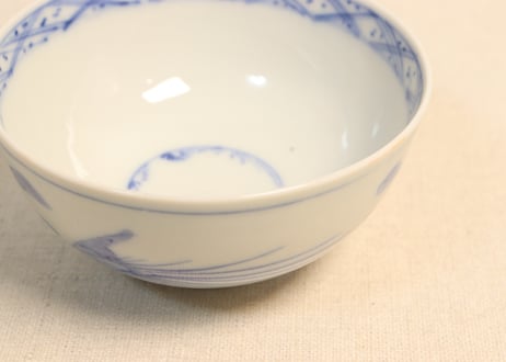 明治後期～大正染付鳳凰図飯茶碗