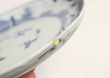 江戸中期染付鉄線図6寸皿5客組 ノミホツ,ムシクイ