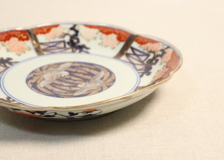 江戸後期色絵鳳凰と桜図五弁7寸皿 5客組