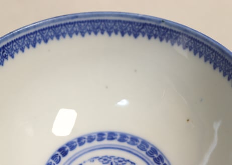 明治前期紙刷鉄線図蓋茶碗