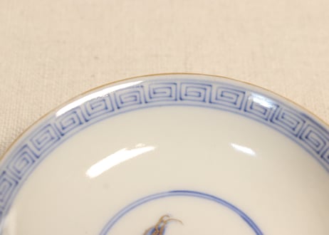 明治前期金彩染付山水図通り物飯茶碗②薄め