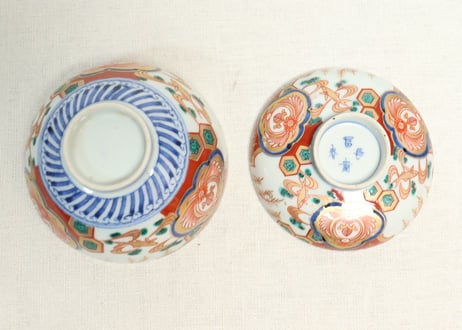 明治前期色絵柳に鮎図蓋茶碗①