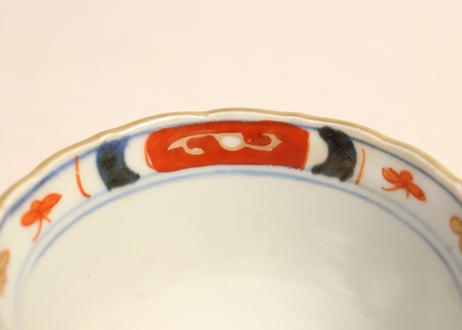 江戸幕末色絵四方に菊と唐草図向付 5客組