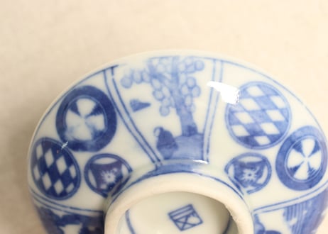 明治後期~大正銅判丸文に人物図飯茶碗