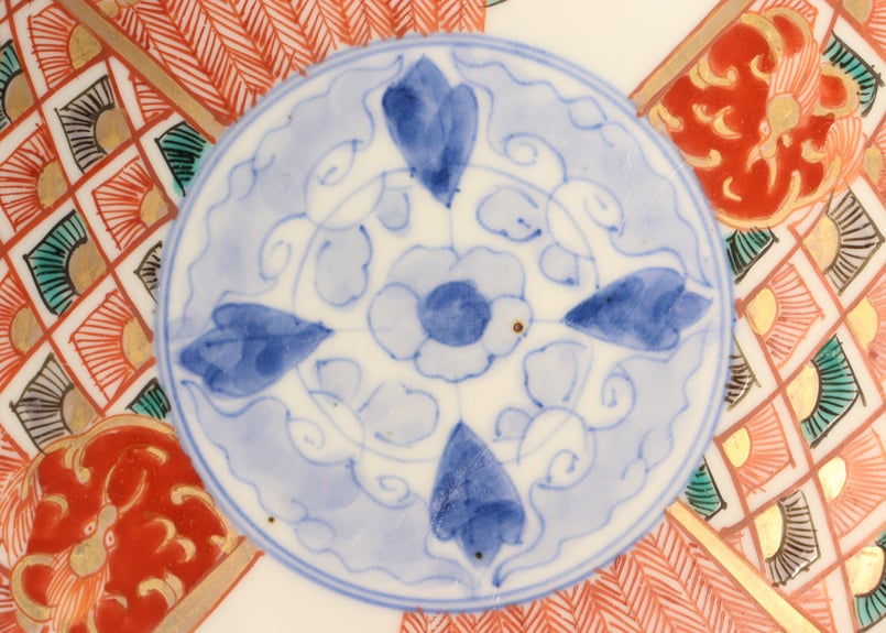 明治前期色絵柴垣に梅と龍図通り物7寸皿 | 吉祥寺PukuPuku