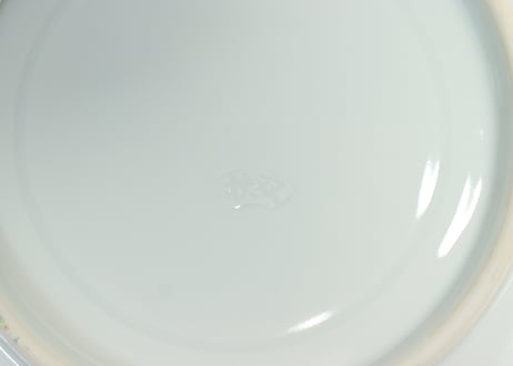 昭和戦前色絵プリント菊と竹林図6寸皿