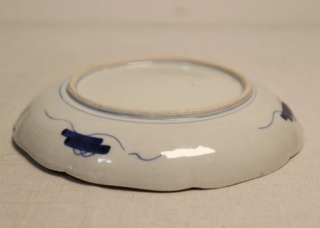 明治前期色絵六方に牡丹図7寸皿②ノミホツ,ムシクイ