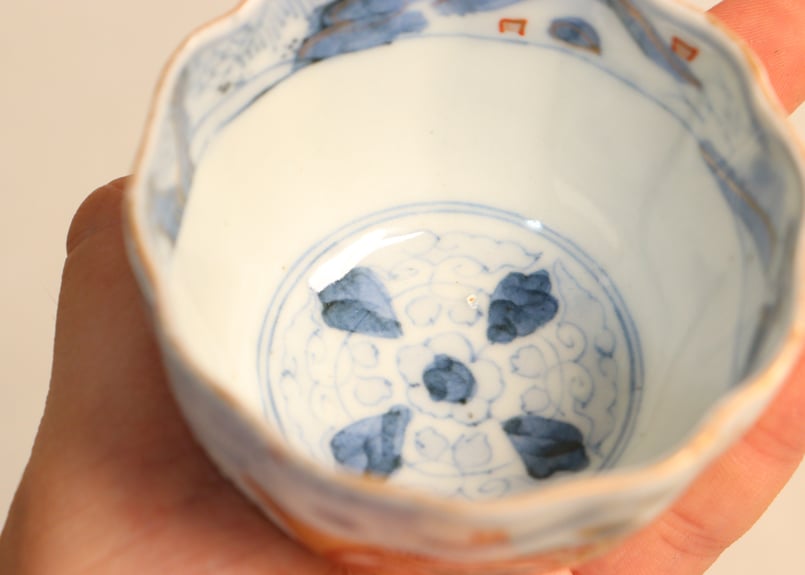 四角向付 5客 草花文様 染付 色絵付 明治 大正 蔵出し 銹絵染付慢幕文筒向付 京焼 文化遺産オンライン