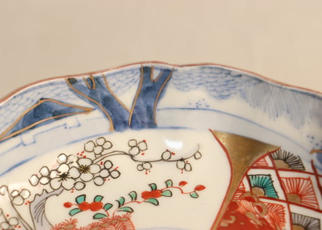明治前期色絵柴垣に梅と龍図通り物なます皿②ノミホツ