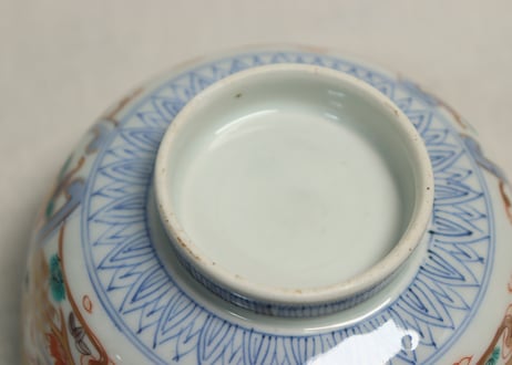 明治前期色絵三方鮎図蒸茶碗
