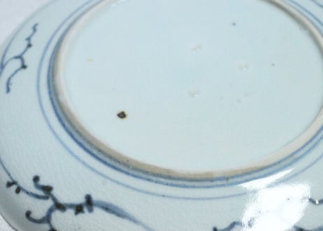 江戸後期染付兎図6.5寸皿①　甘手,小ホツ