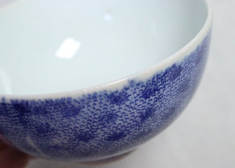 明治後期～大正銅判微塵唐草図蓋茶碗 少甘手