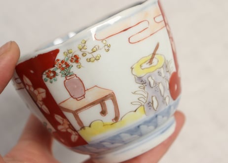 明治前期色絵生花図向付