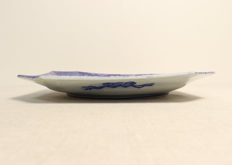 明治後期~大正銅判山水図角皿 ムシクイ,かたつき,ノミホツ