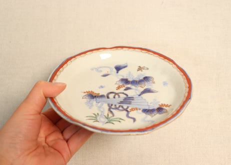 明治前期色絵桐に扇図5寸皿②薄め