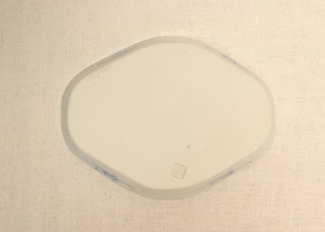 明治後期～大正染付菊と水仙図菱形皿
