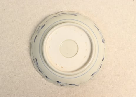 江戸幕末染付牡丹に鳥図なます皿