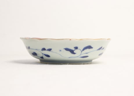 江戸中期色絵四方に紅葉と藤図なます皿5客組