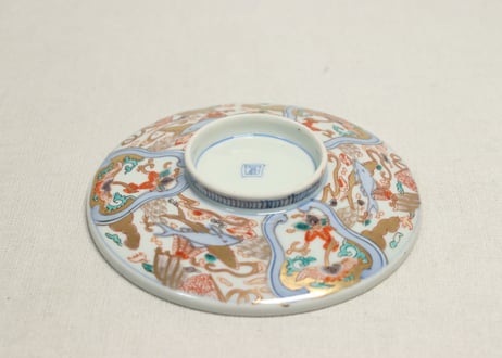 明治前期色絵三方鮎図蒸茶碗