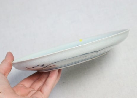江戸後期染付兎図6.5寸皿①　甘手,小ホツ