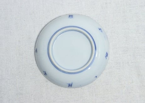 明治前期染付東下り図小皿　少カタツキ