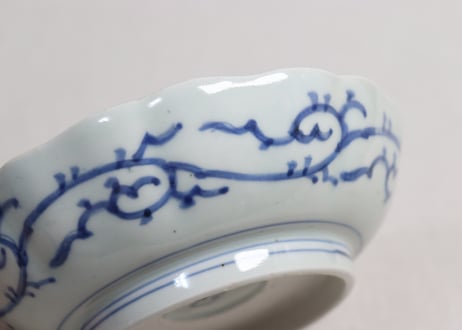 江戸幕末線描き牡丹と蝶図なます皿②ノミホツ