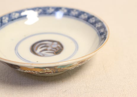 明治前期色絵山水図通り物飯茶碗①