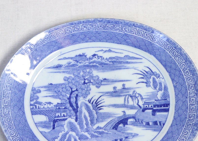 明治後期~大正銅判山水図楕円皿 | 吉祥寺PukuPuku 明治後期~大正銅判山水図楕円皿 | 吉祥寺PukuPuku