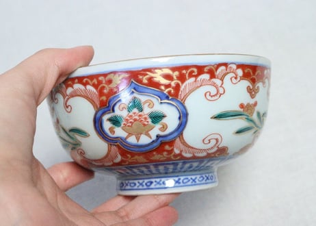 明治前期色絵水仙図蒸茶碗