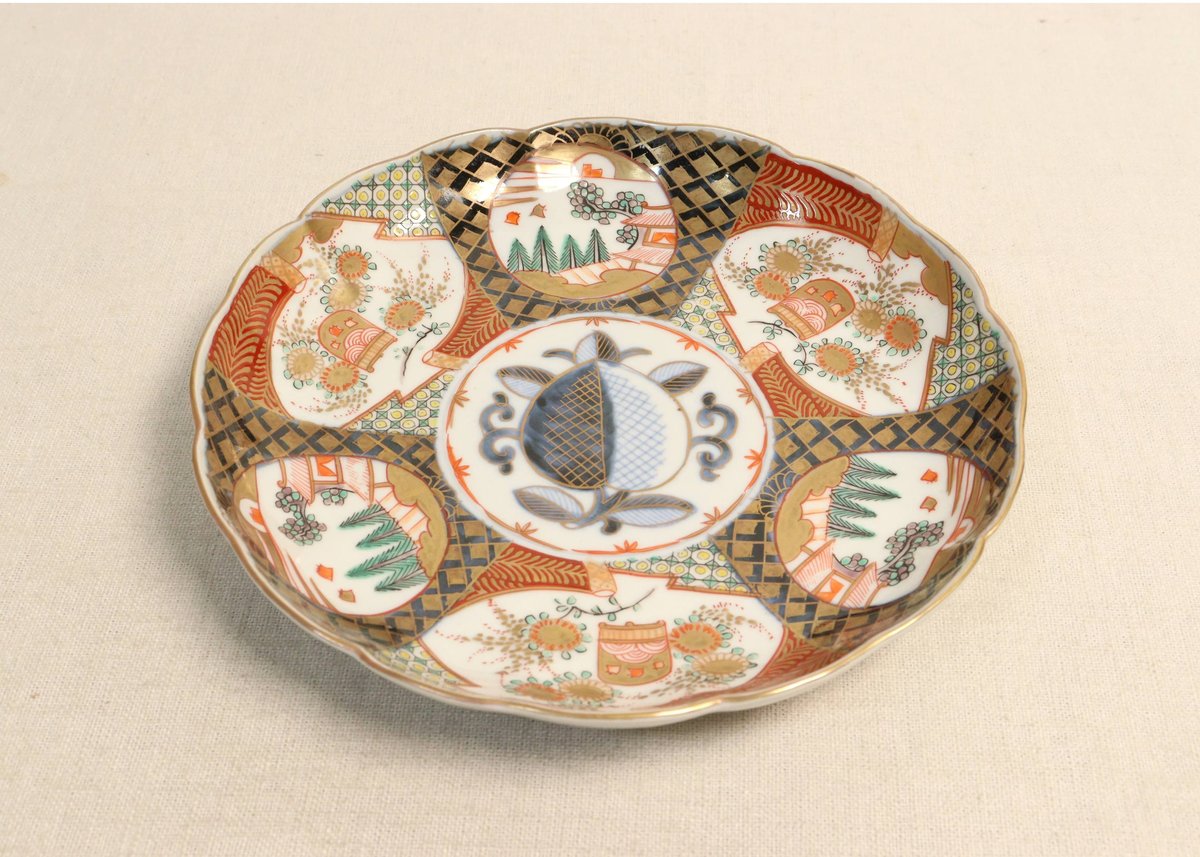 藍色山水画 大皿 IS-1 伊万里 染付 山水文皿 Imari blue and white landscape