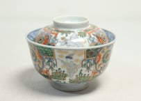 明治前期色絵獅子牡丹と人物図通り物飯茶碗①