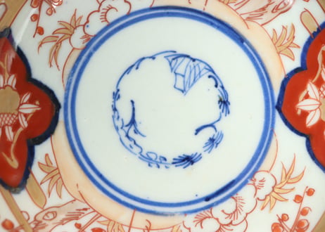 明治前期色絵柘榴と鶴亀図小皿①