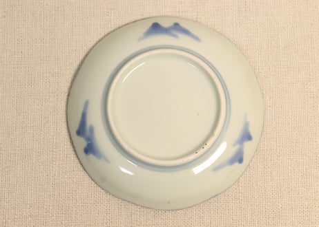 江戸幕末染付山水図小皿
