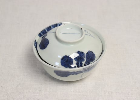 江戸後期染付大根図蓋茶碗5客組 内1客ノミホツ