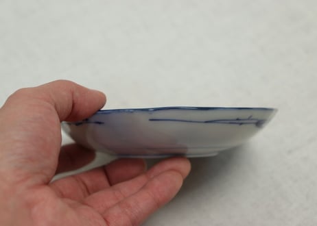 明治前期染付岩に牡丹図小なます皿