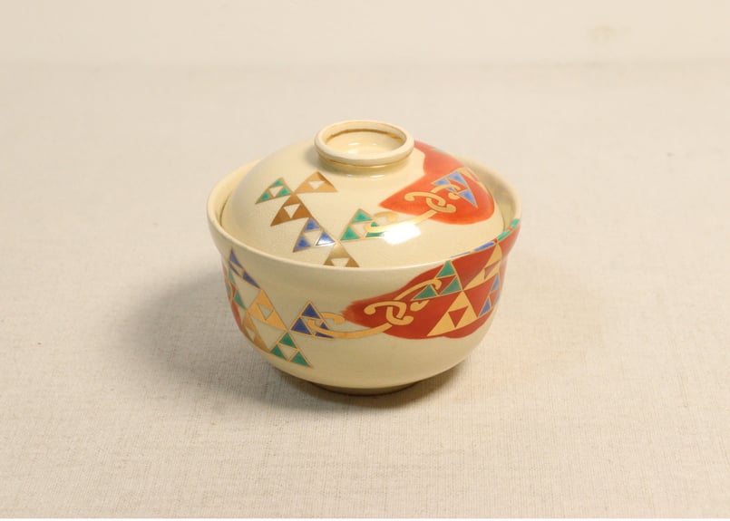 昭和30～40年代京焼色絵幾何学文飯茶碗 | 吉祥寺PukuPuku