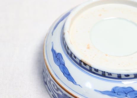 江戸幕末染付鳳凰図6寸鉢 窯傷