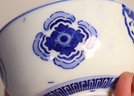 明治前期紙刷桐と鳳凰図蒸茶碗