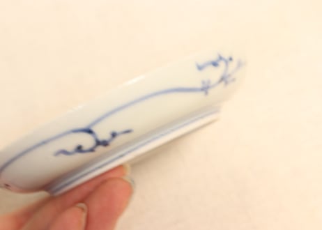 江戸中期染付山水図小皿③　ノミホツ