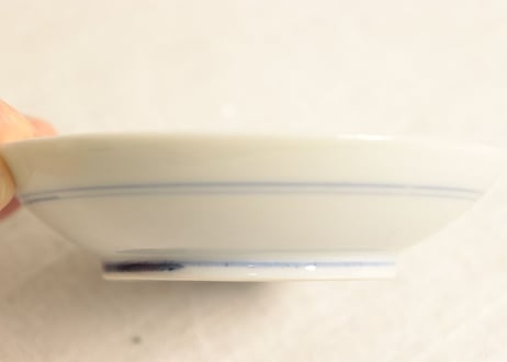 明治前期染付生け花図小皿②　薄め
