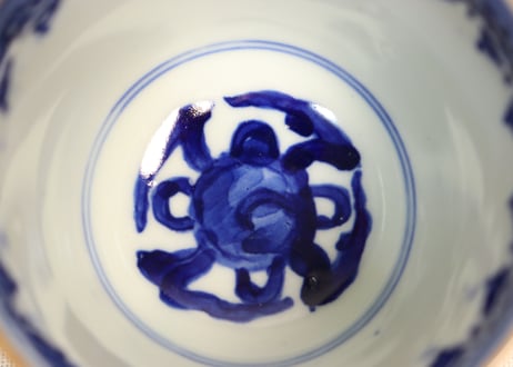 明治前期ベロ藍鳳凰図通り物向付