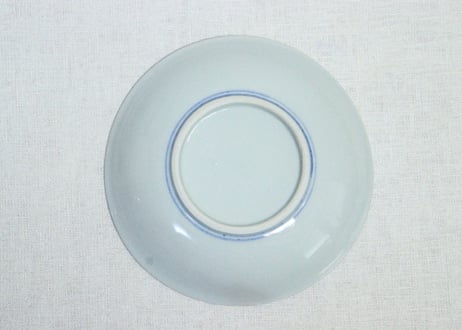 明治後期～大正銅判舟引き人物と千鳥図5.5寸皿