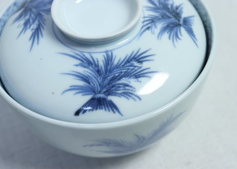 江戸後期稲束図蓋茶碗